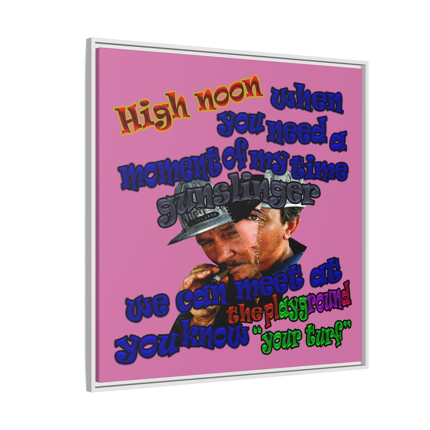 high noon - framed canvas art (light pink)