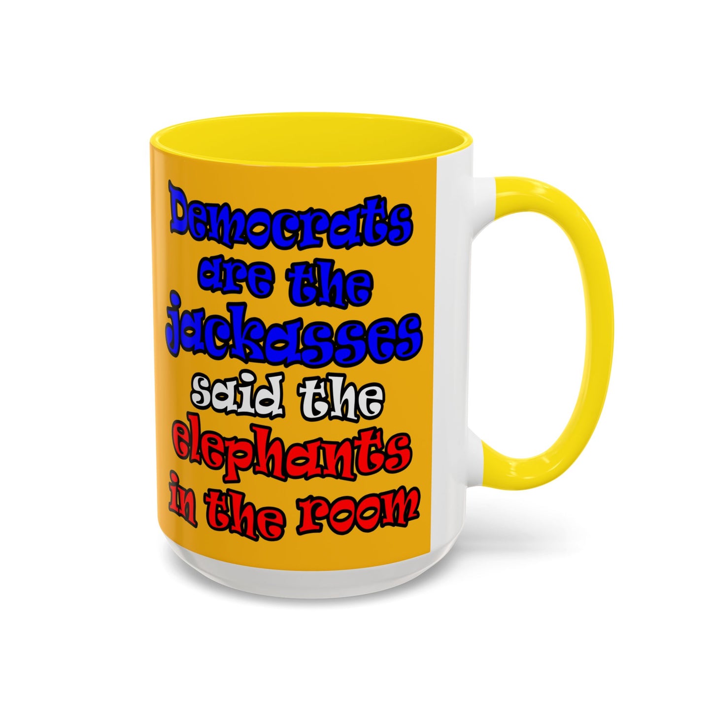 donkeys and elephants - Accent Mug (yellow)