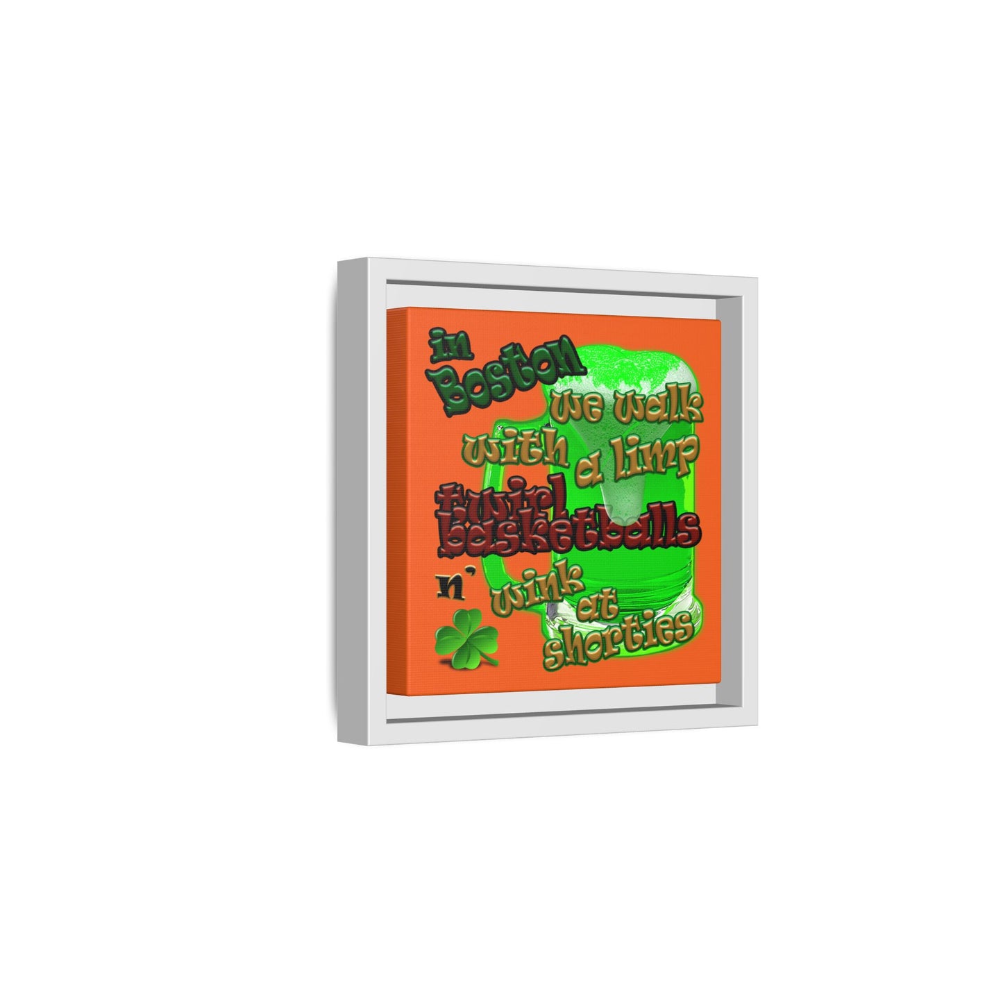 celtics logo - framed canvas art (orange)