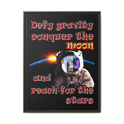 defy conquer reach - framed canvas art (black)