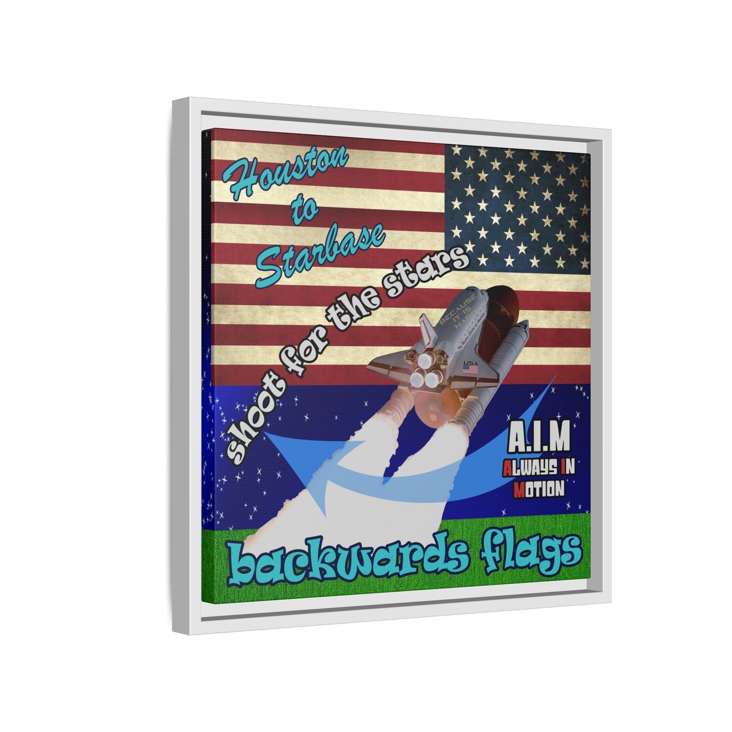 shoot for the stars - framed canvas art ('snoops' background)