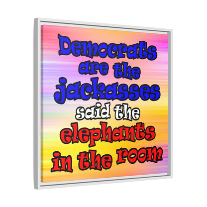 donkeys and elephants - framed canvas art (color blur)