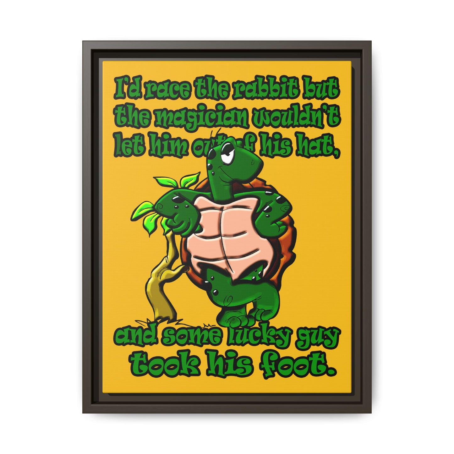 turtle race - framed canvas art (yellow)
