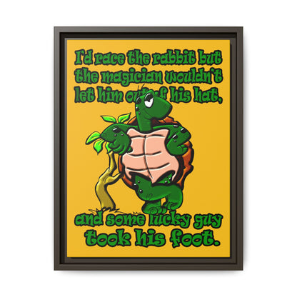 turtle race - framed canvas art (yellow)