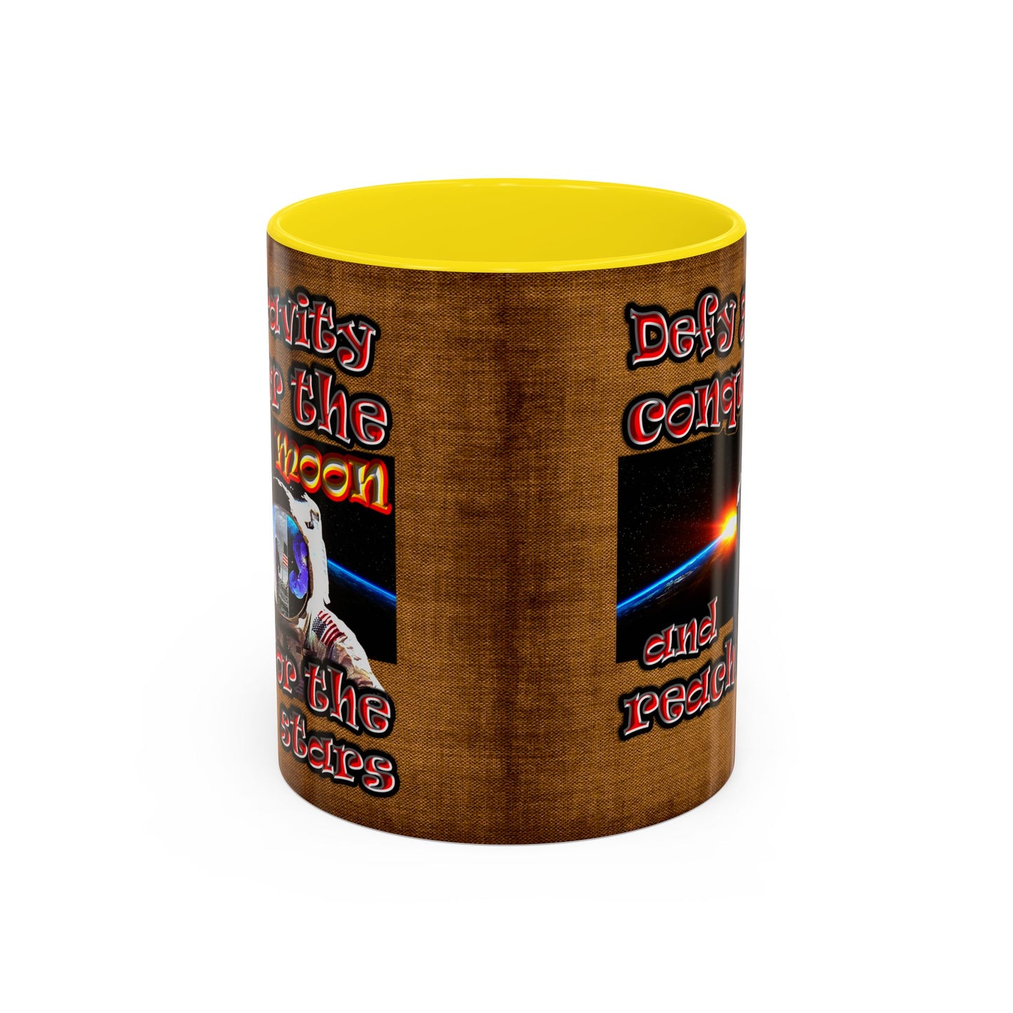 defy conquer reach - Accent Mug (brown papyrus)