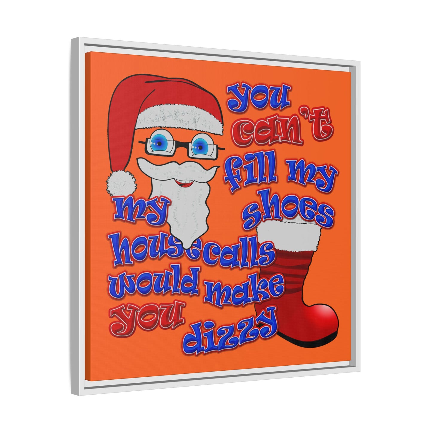 santa's shoes - framed canvas art (orange)