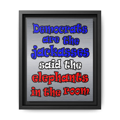 donkeys and elephants - framed canvas art (brushed nickel)