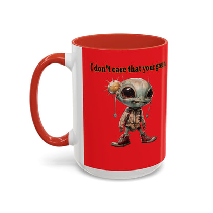 I don't care that your grey - Accent Mug (red)