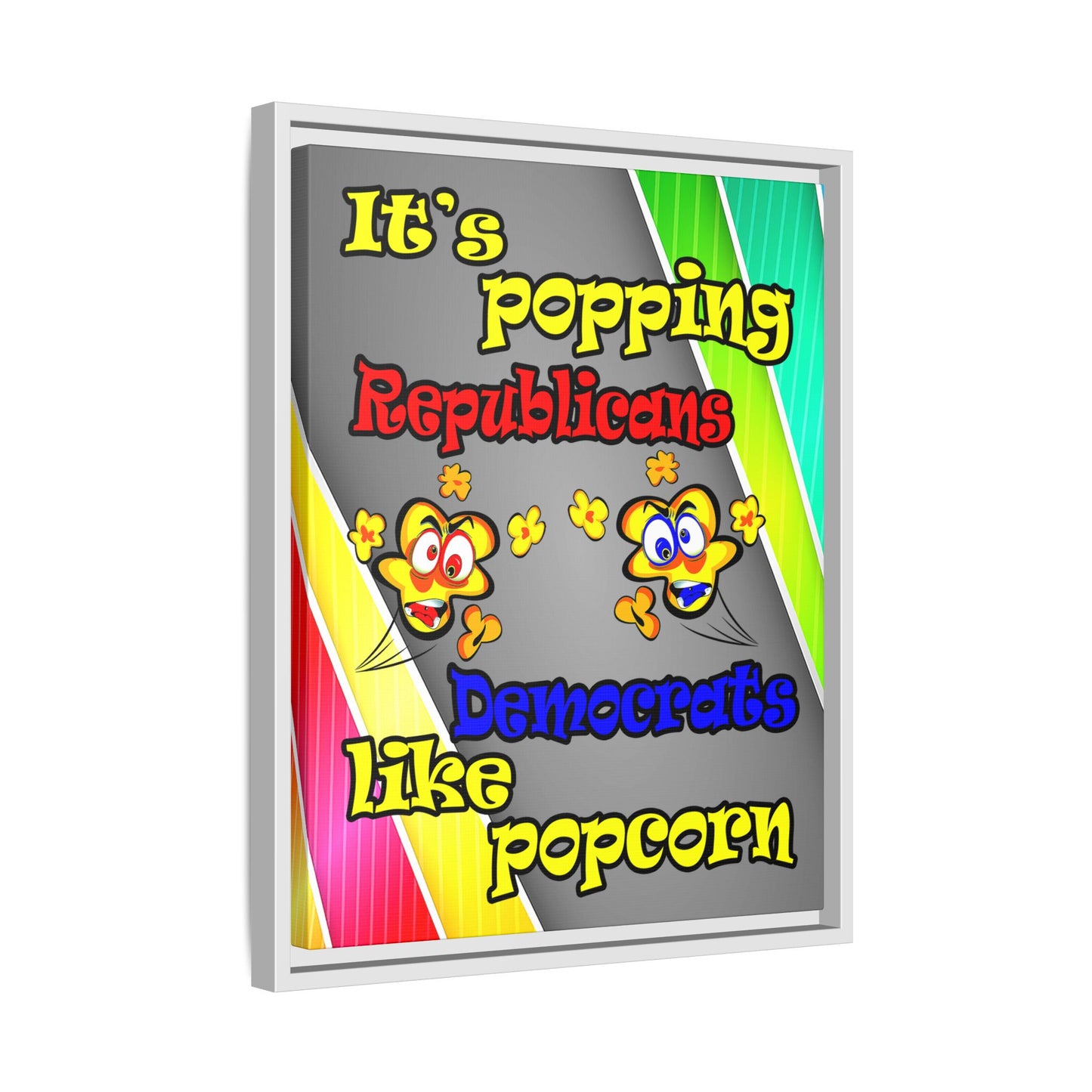 popping like popcorn - framed canvas art (rainbow split)
