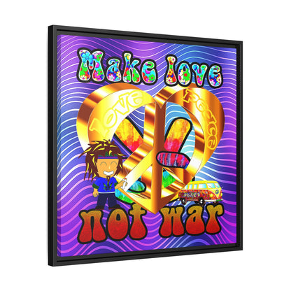 love peace - framed canvas art (purple wave)