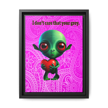 I don't care that your grey - framed canvas art (pink swirl)