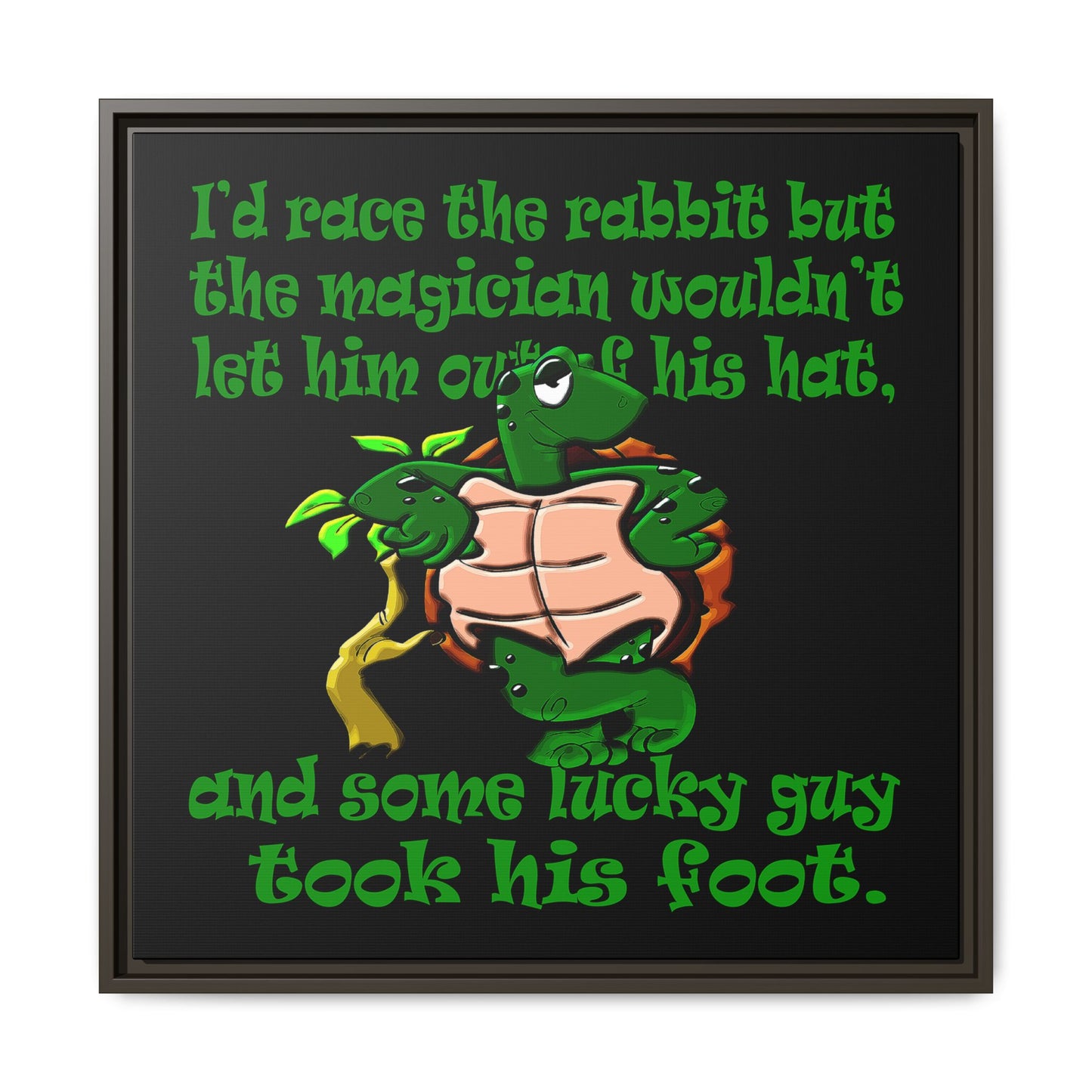 turtle race - framed canvas art (black)