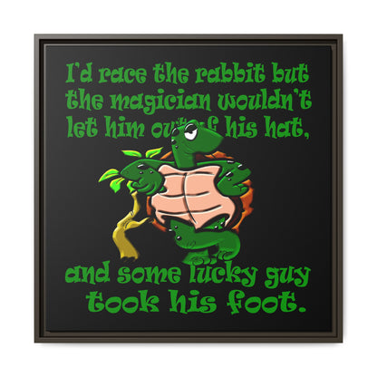 turtle race - framed canvas art (black)