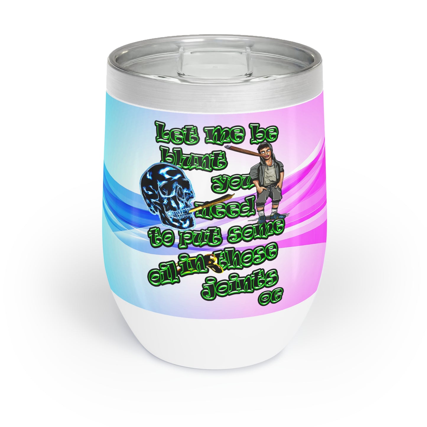 og - Chill Wine Tumbler (light blue-pink wave)