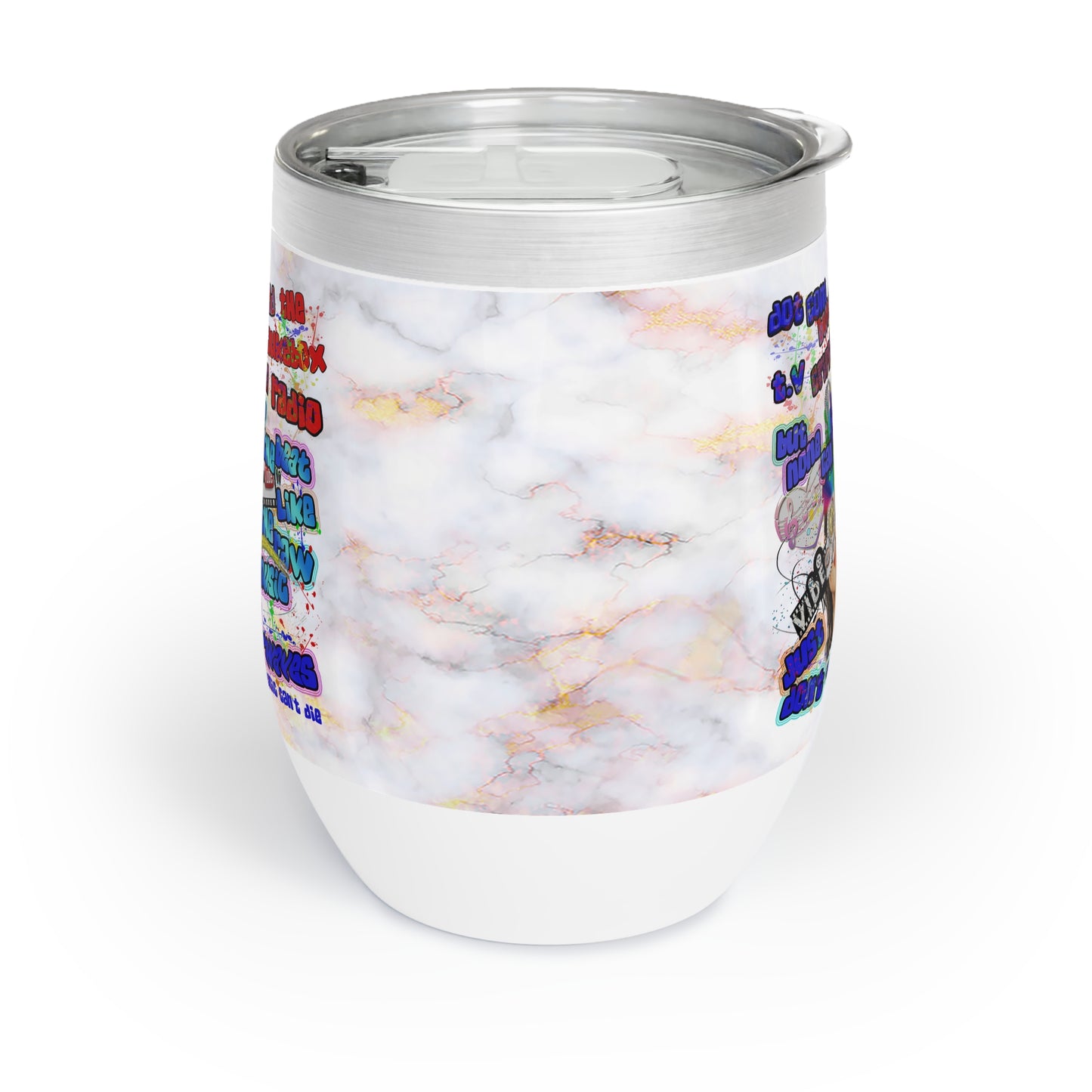drop the beat - Chill Wine Tumbler  (white marble)