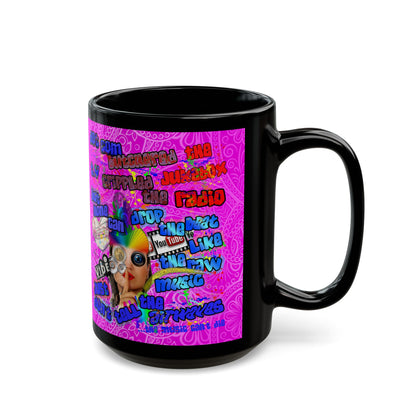 drop the beat - Black Mug (pink swirl)