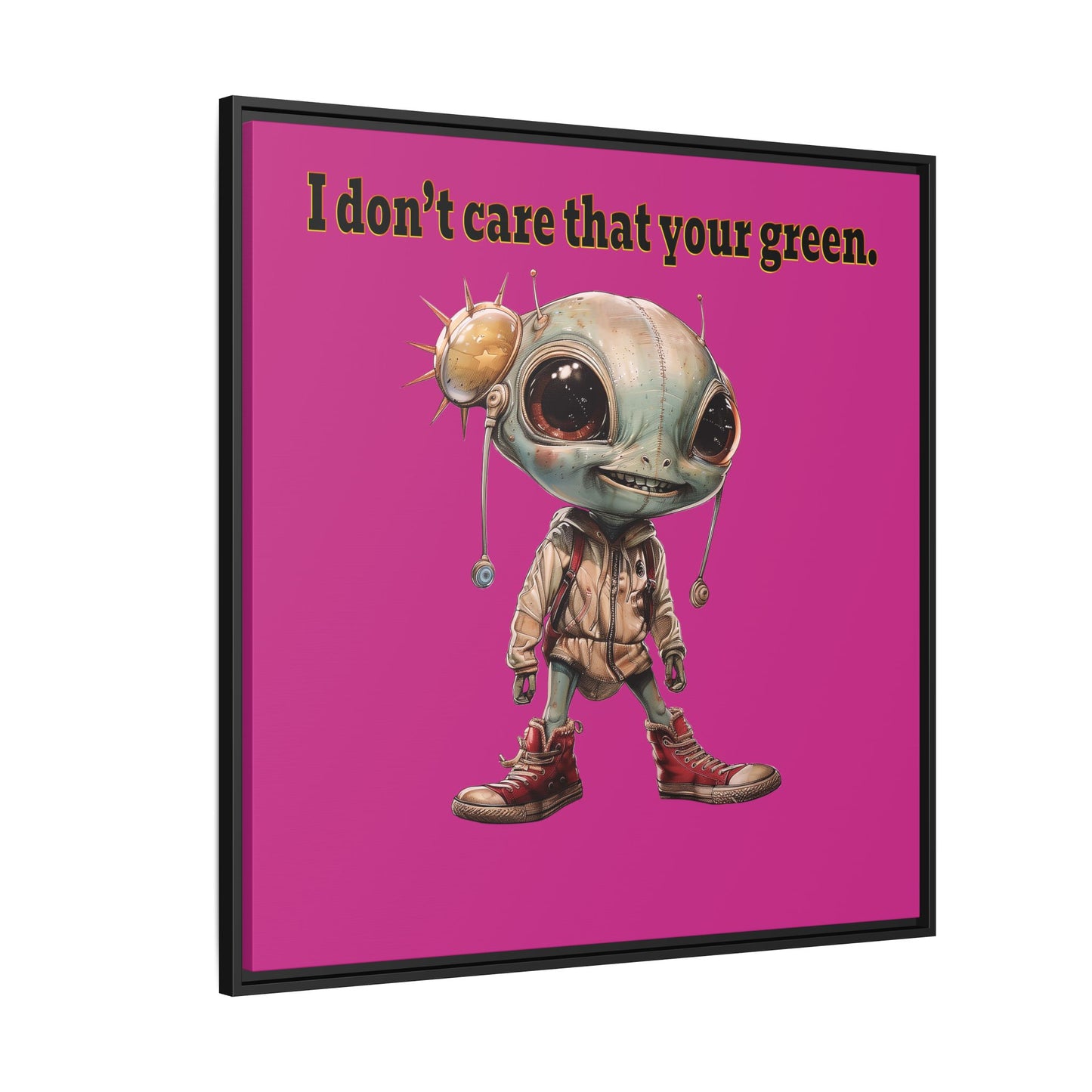 I don't care that your green - framed canvas art (pink)