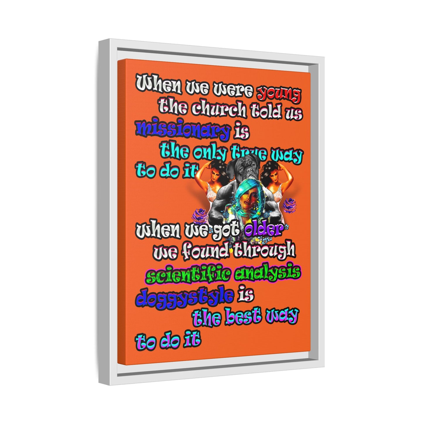 doggystyle - framed canvas art (orange)