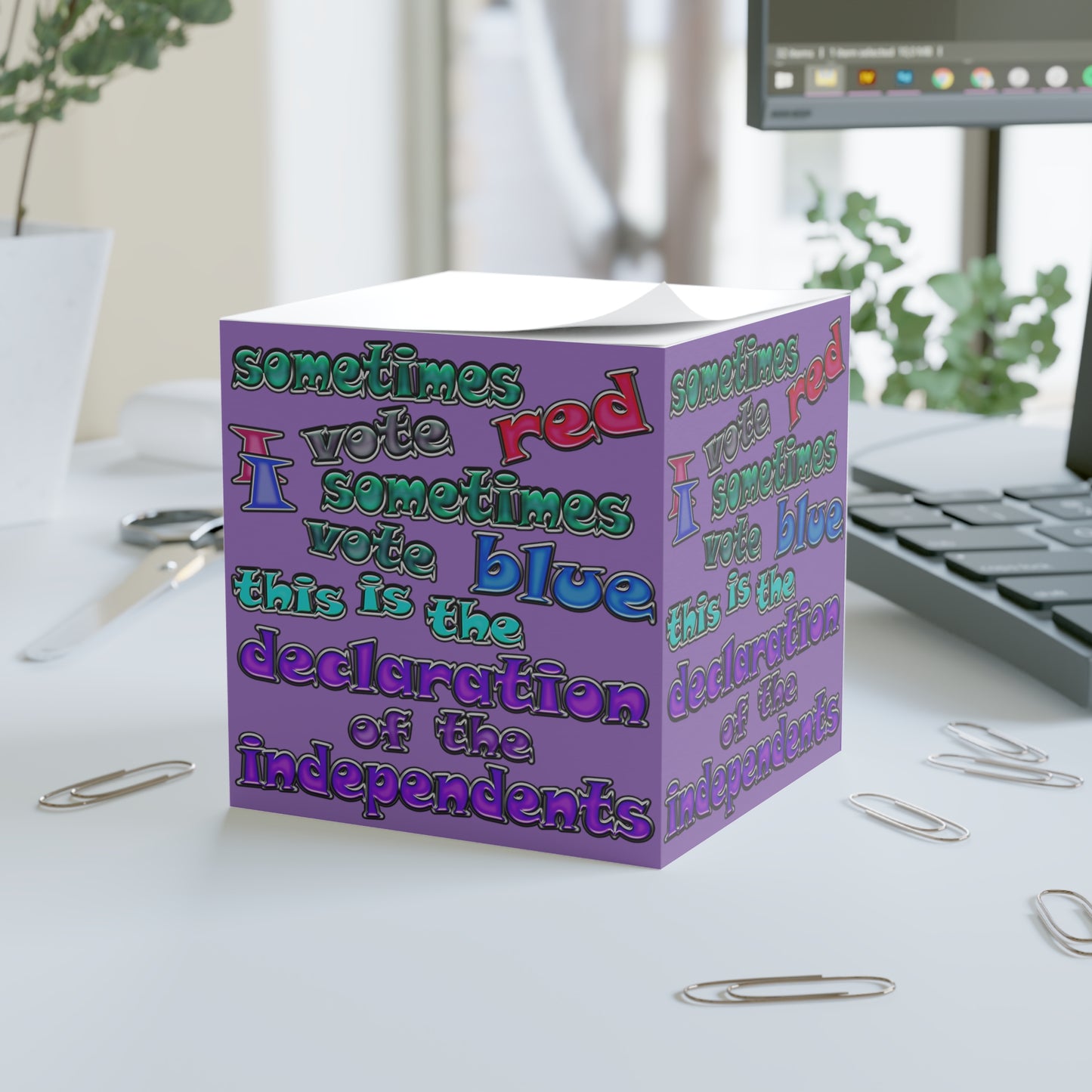 declaration of the independents - note cube (light purple)