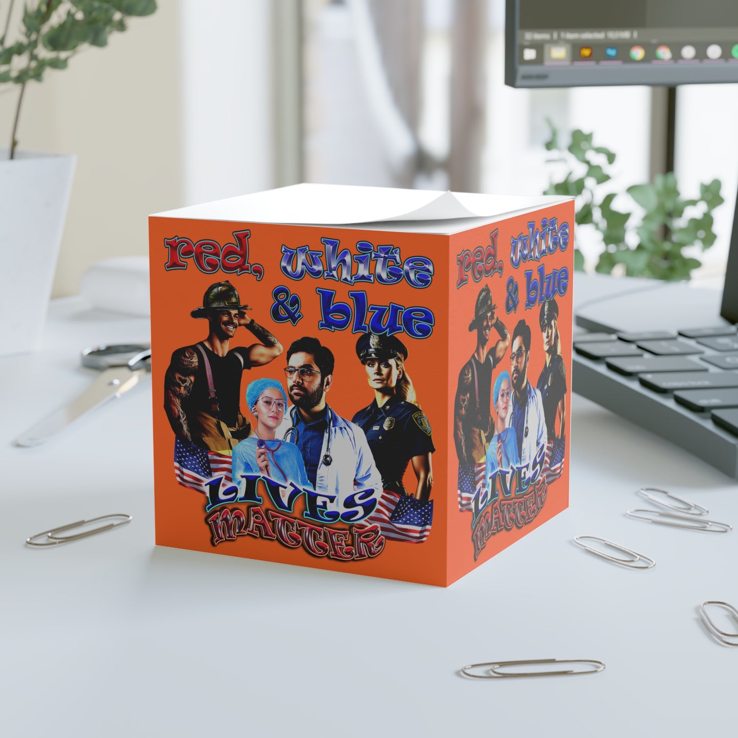 rw&b lives matter - note cube (orange)
