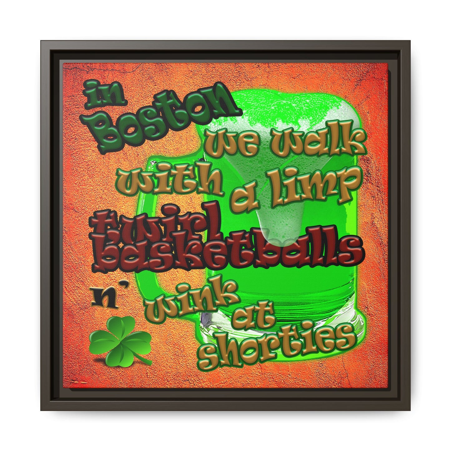 celtics logo - framed canvas art (burnt orange)