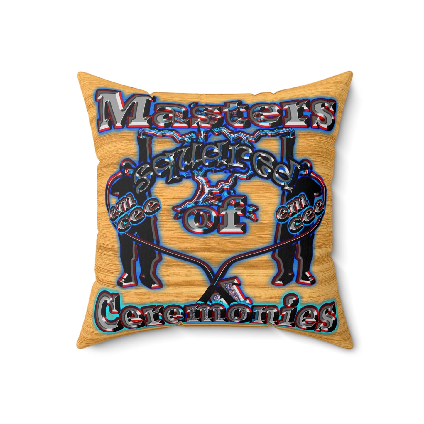 em cee squared - Spun Polyester Square Pillow - (butterscotch wood finish)
