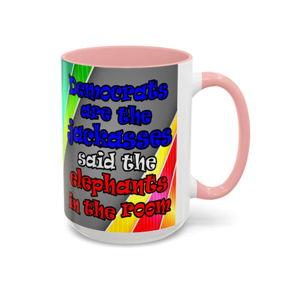 donkeys and elephants - Accent Mug (rainbow split)