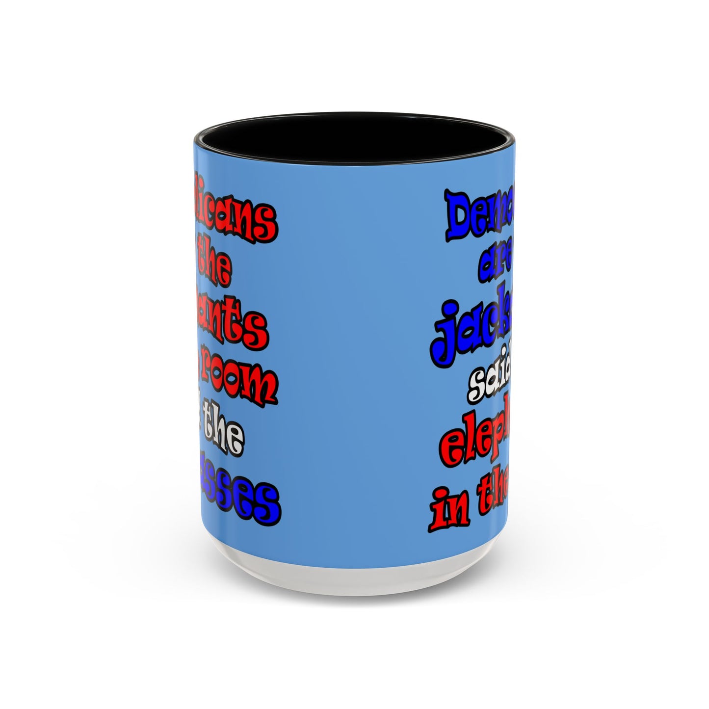donkeys and elephants - Accent Mug (light blue)