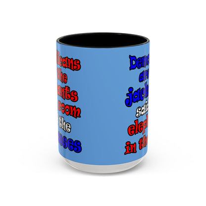donkeys and elephants - Accent Mug (light blue)