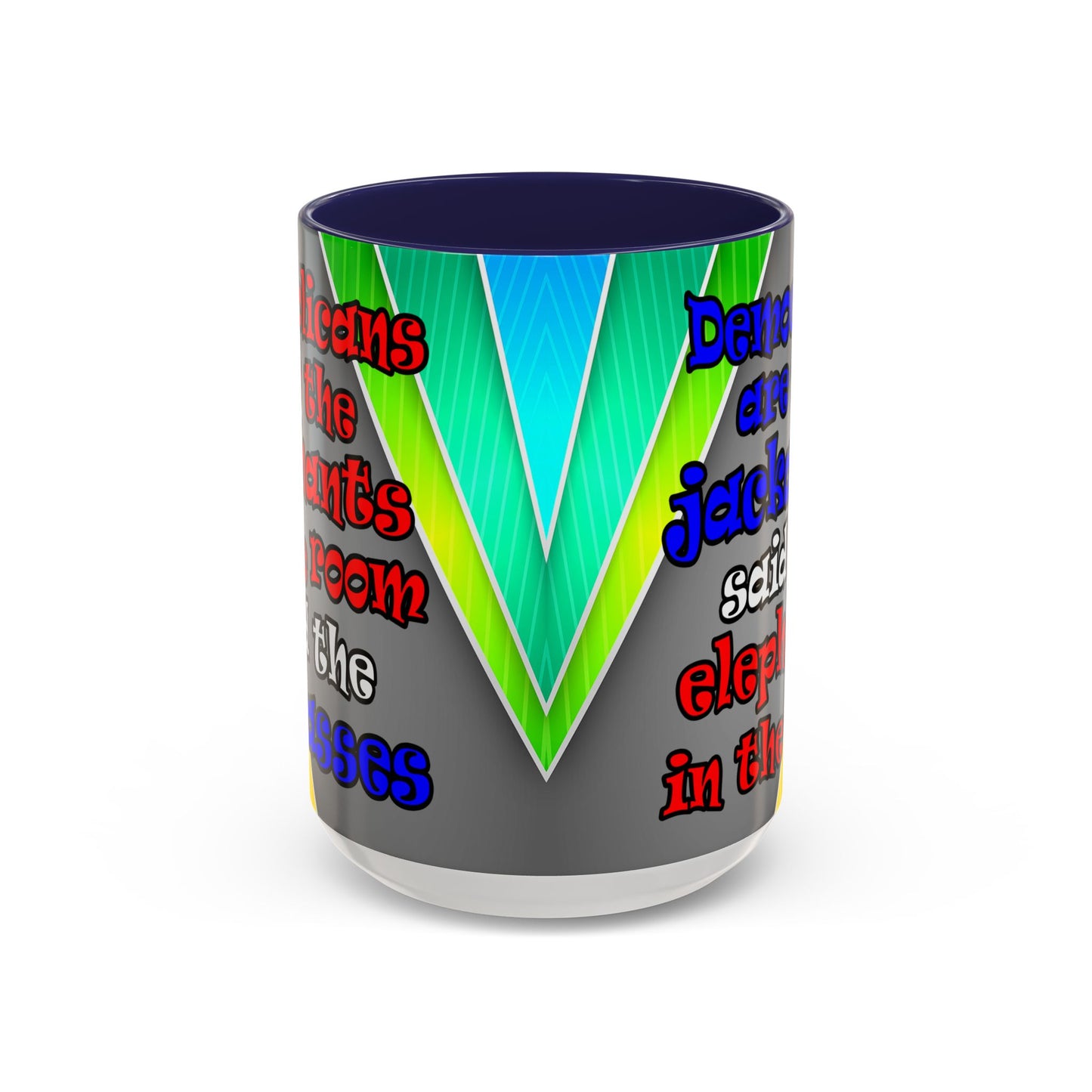 donkeys and elephants - Accent Mug (rainbow split)