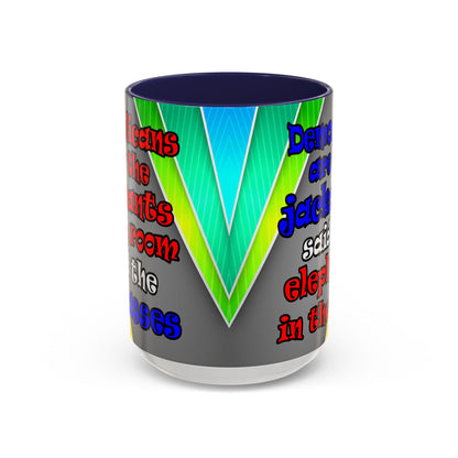 donkeys and elephants - Accent Mug (rainbow split)