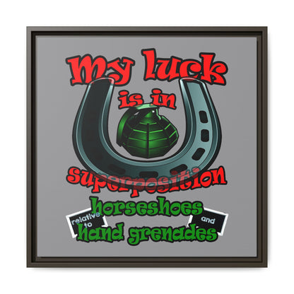 my luck - framed canvas art (grey)