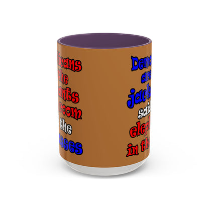 donkeys and elephants - Accent Mug (light brown)