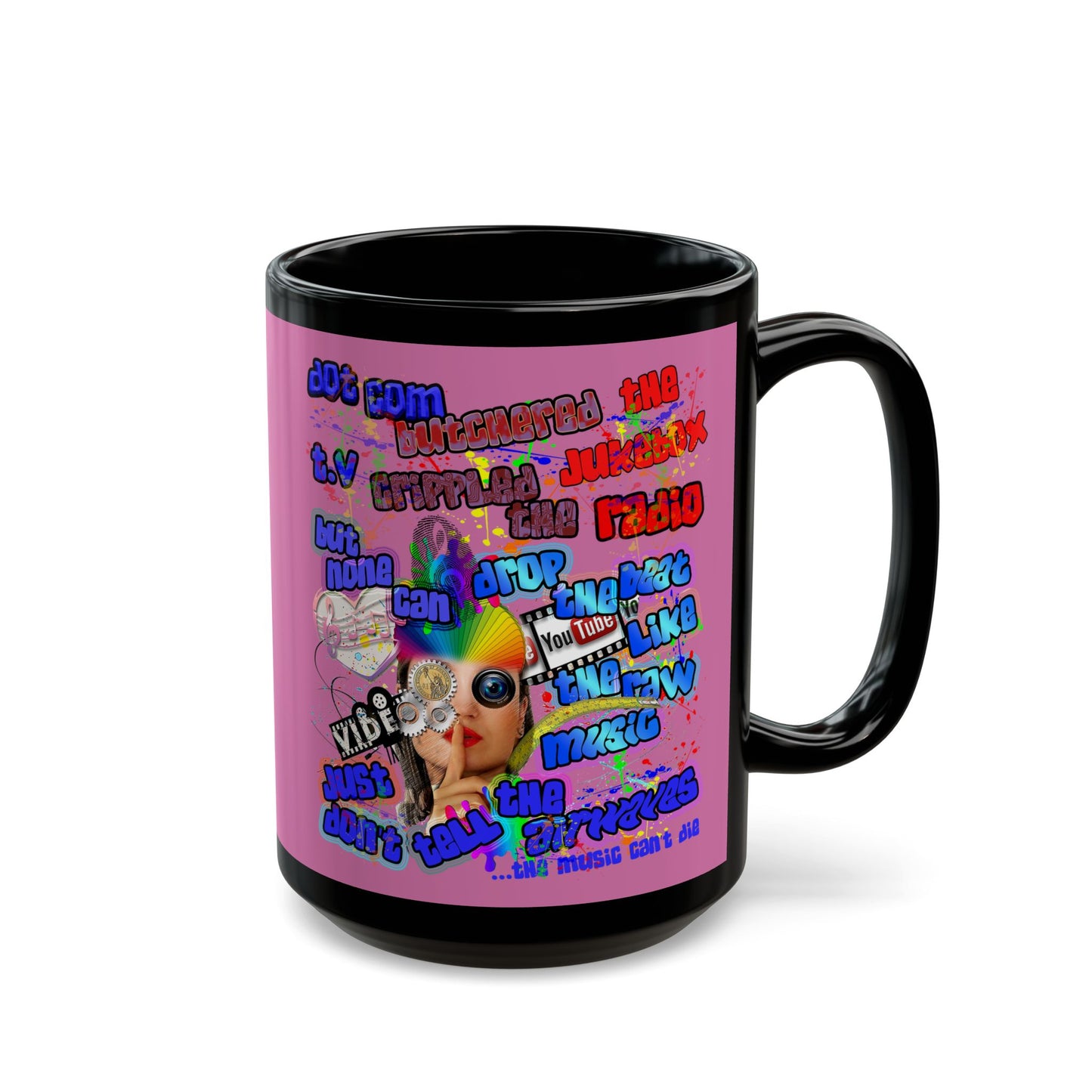 drop the beat - Black Mug (light pink)