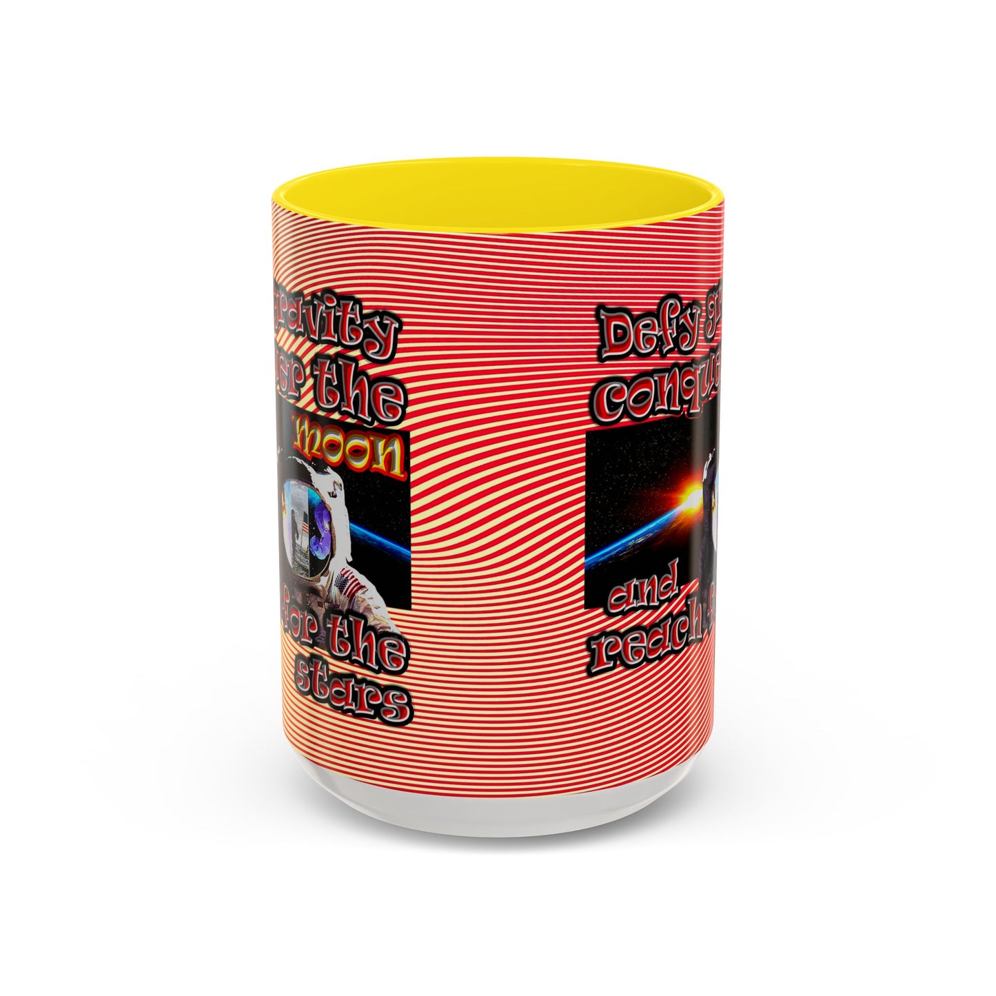 defy conquer reach - Accent Mug (yellow-orange wave)