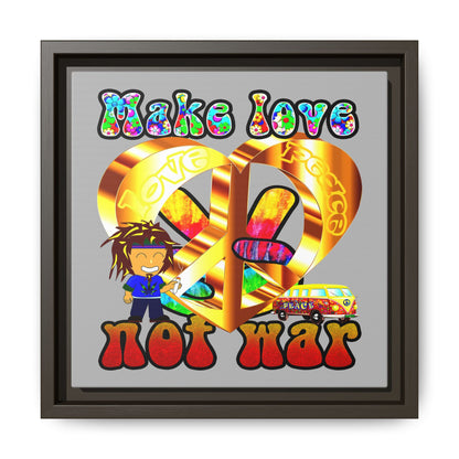 love peace - framed canvas art (light grey)