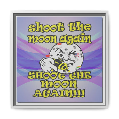 shoot the moon again - framed canvas art (light blue-pink wave)