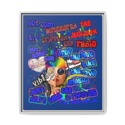 drop the beat - framed canvas art (dark blue)