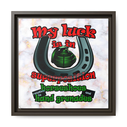 my luck - framed canvas art (white marble)