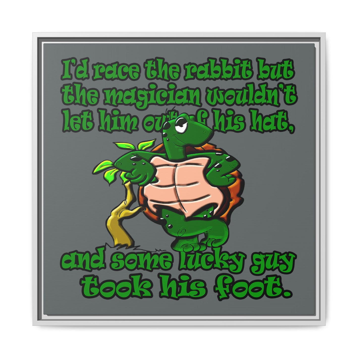 turtle race - framed canvas art (dark grey)