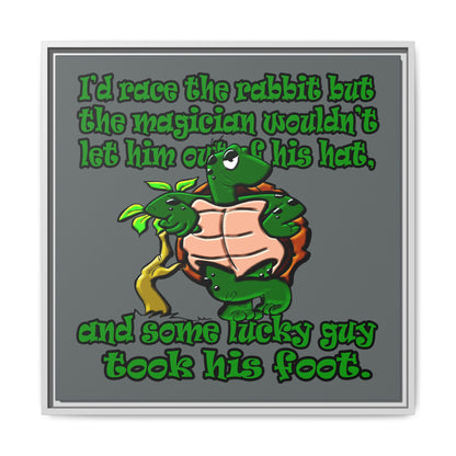 turtle race - framed canvas art (dark grey)