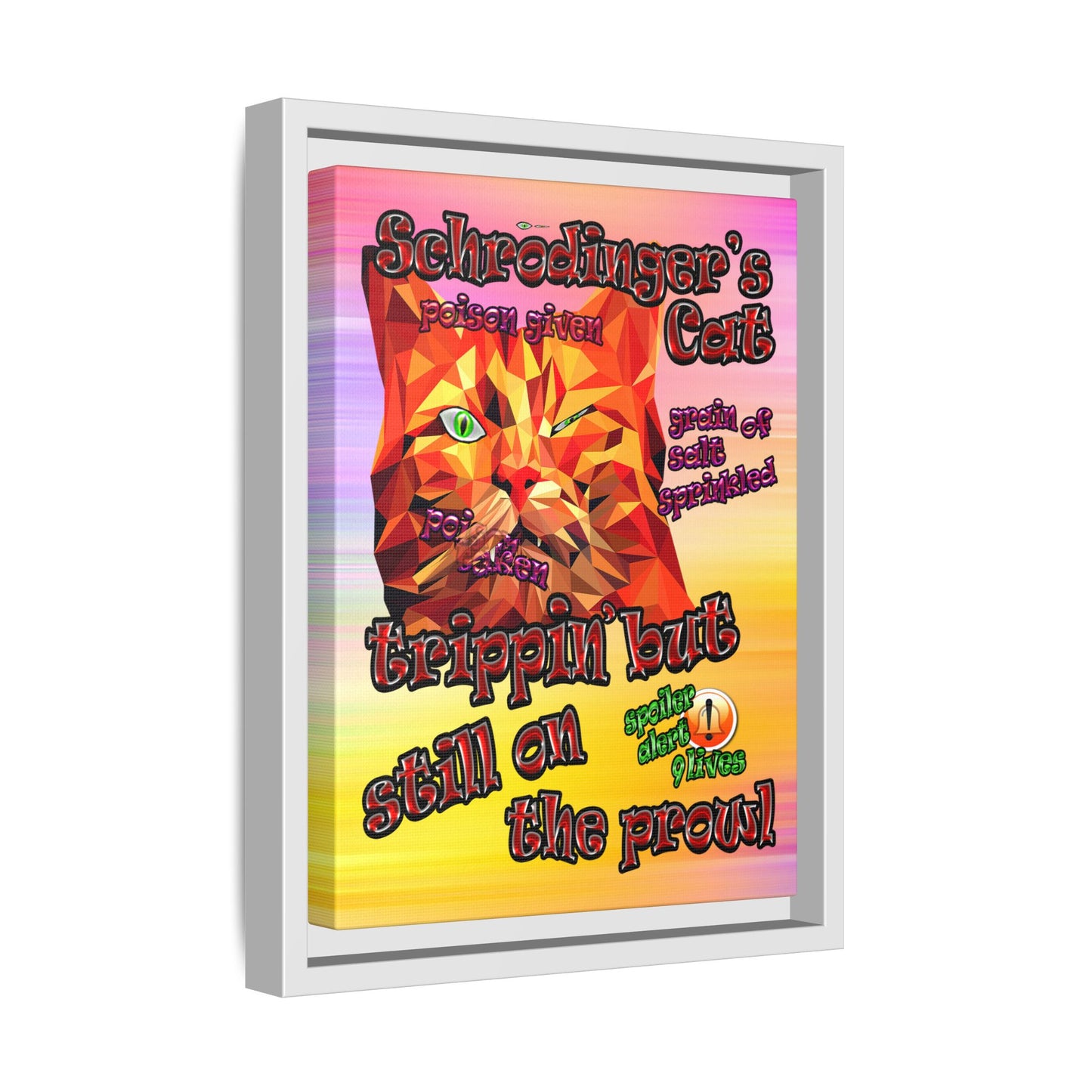 schrodinger's cat - framed canvas art (color blur)