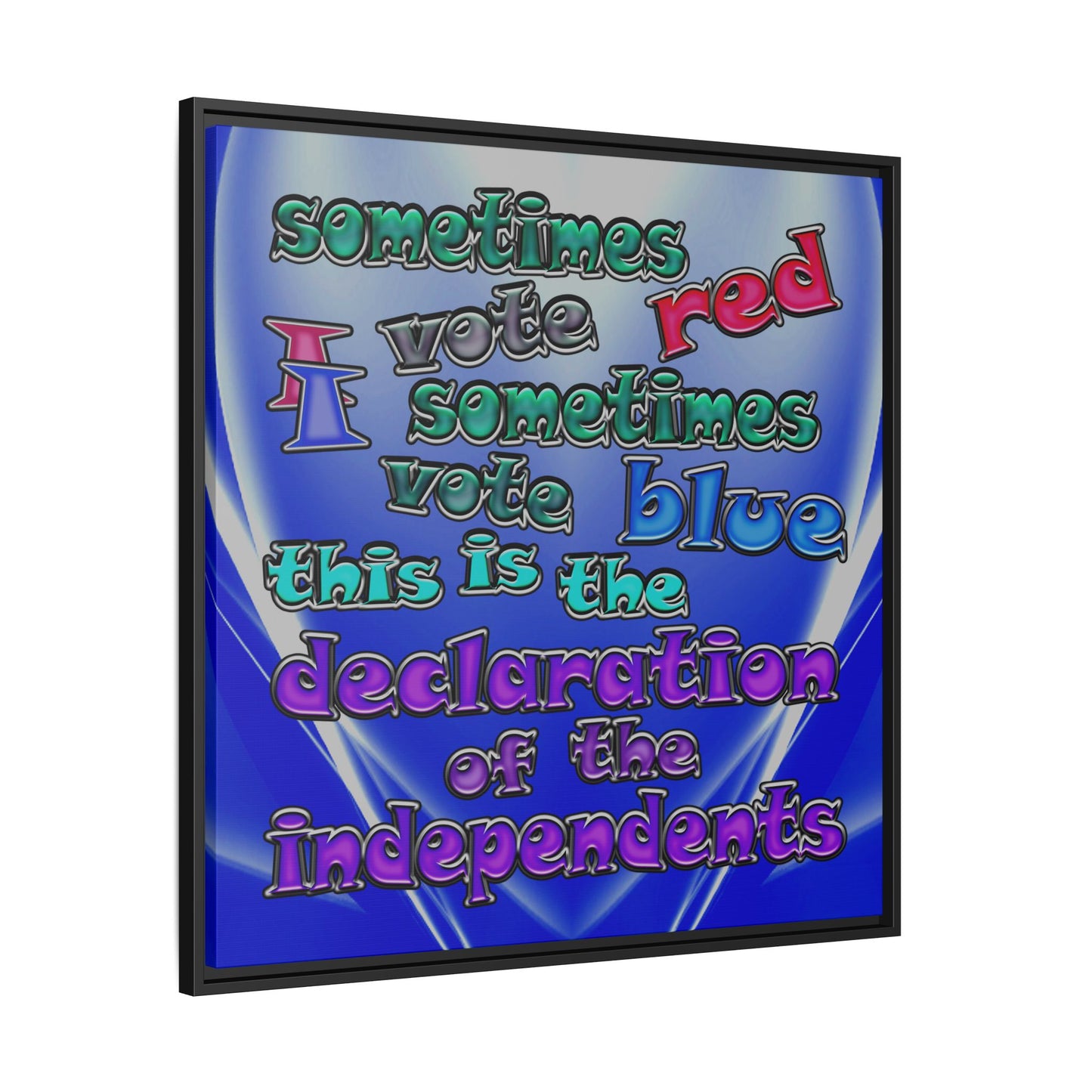 declaration of the independents - framed canvas art (blue-white wave)