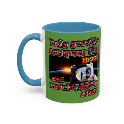 defy conquer reach - Accent Mug (green)