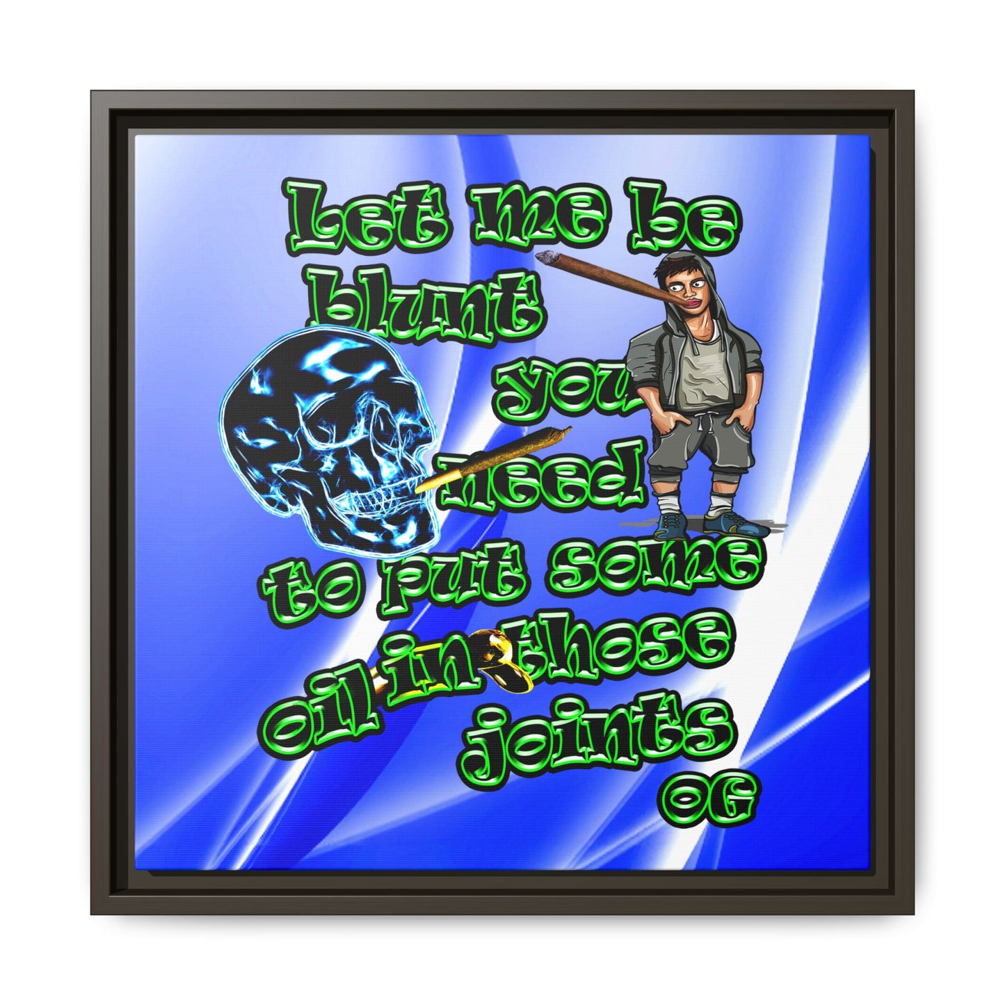 og - framed canvas art (blue-white wave)