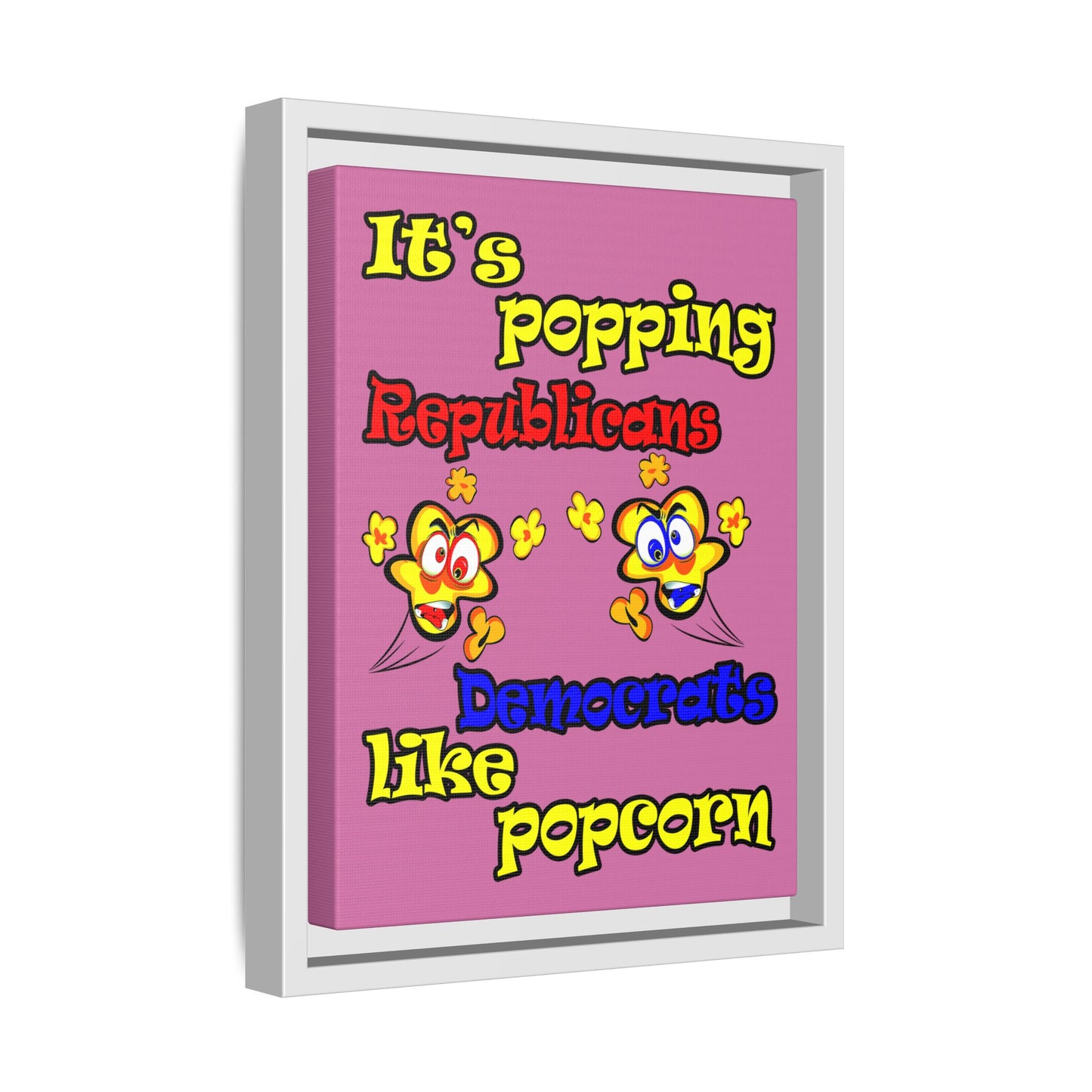 popping like popcorn - framed canvas art (light pink)