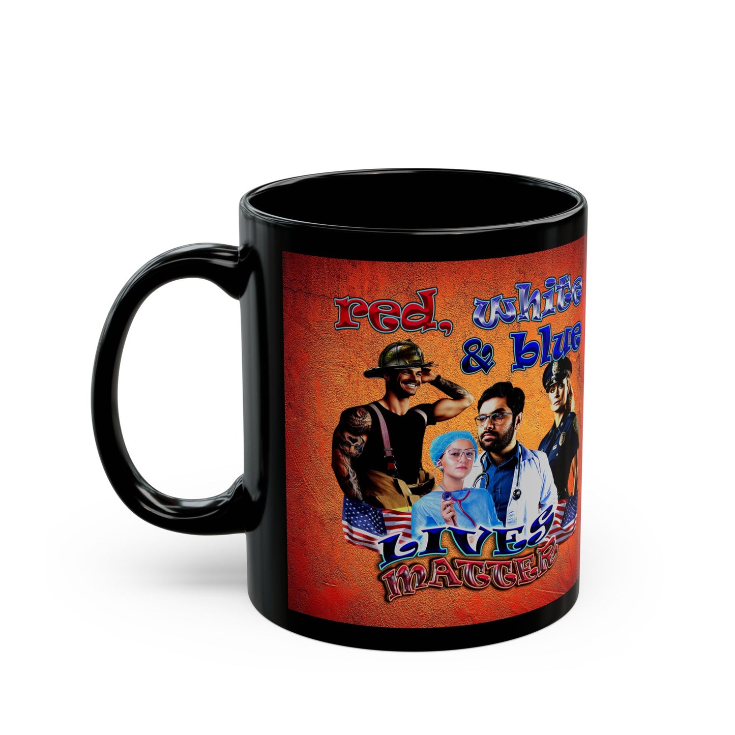 rw&b lives matter - Black Mug (burnt orange)