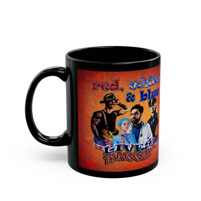 rw&b lives matter - Black Mug (burnt orange)