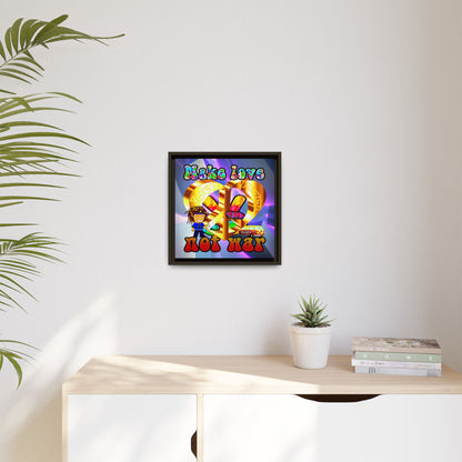 love peace - framed canvas art (grey-pink wave)