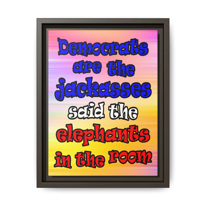 donkeys and elephants - framed canvas art (color blur)
